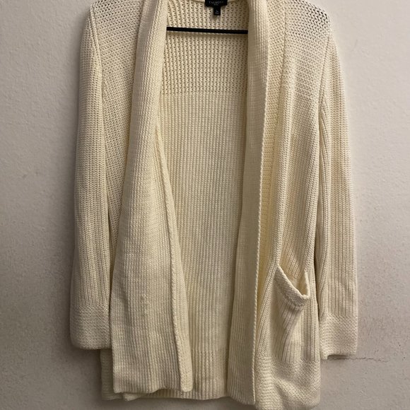 Talbots Sweaters - White S Talbots Ivory Cardigan Sweater Cotton Cashmere Blend